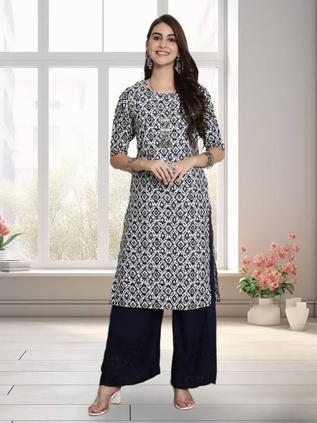 Printed Crepe Straight Kurta for Women
