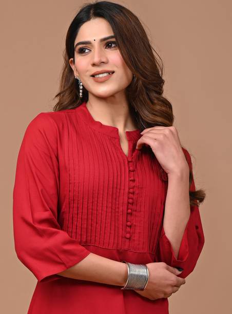 HouseOfCommon Women Self Design Viscose Rayon A-line Kurta
