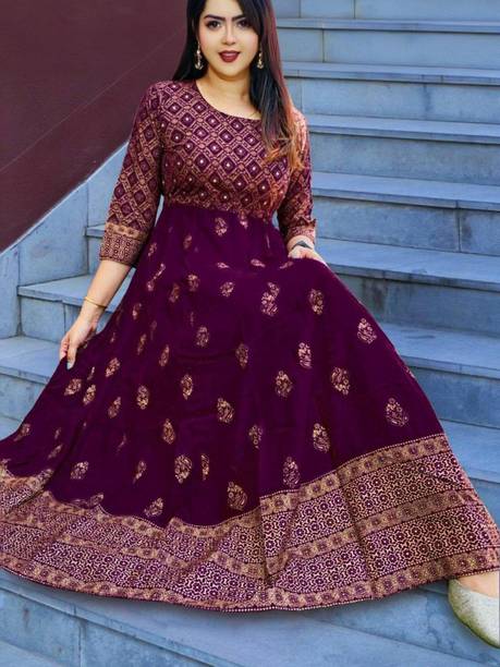 Printed Viscose Rayon Anarkali Kurta for Women