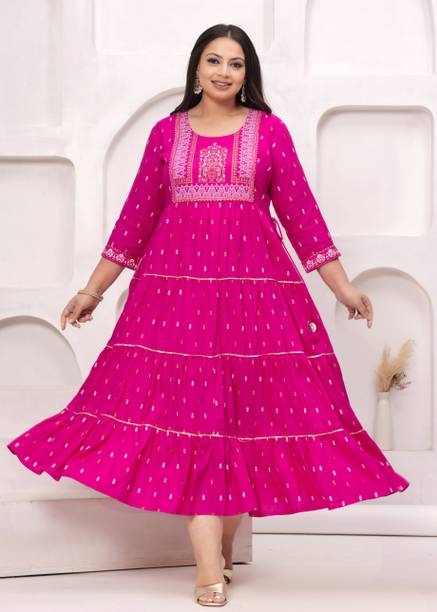LABULY Women Printed Viscose Rayon Anarkali Kurta