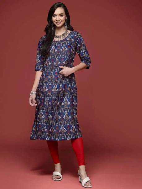 Anouk Rustic Printed Crepe Straight Kurta for Women