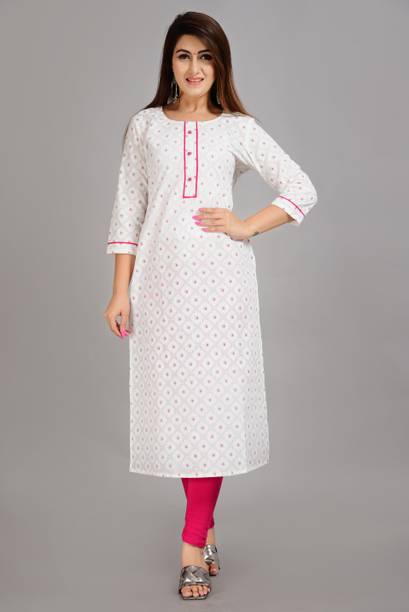 KIRTI Women Printed Pure Cotton Straight Kurta