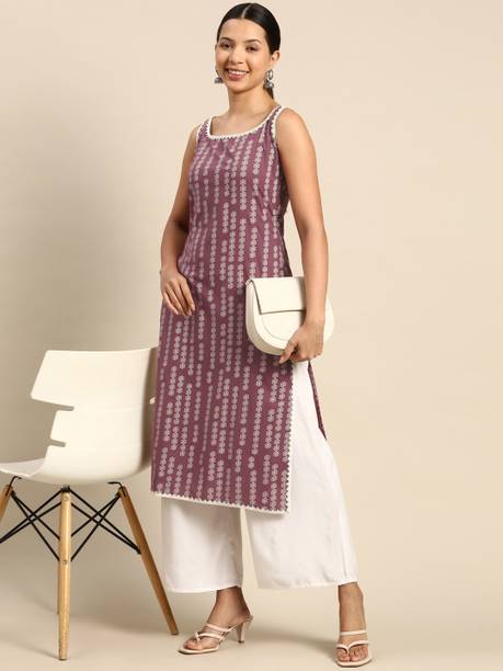 Doongari Wala Women Embellished Viscose Rayon Straight Kurta (Pur