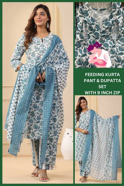 Assume Fab Women Printed Cotton Blend Straight Kurta With Attache