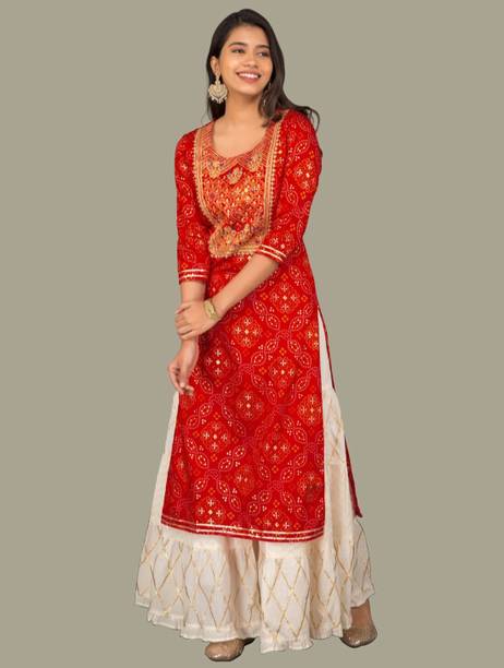 JAFFRY TEXTILES Women Embroidered Viscose Rayon Straight Kurta (R