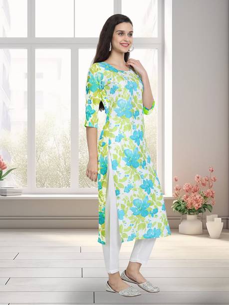 EthnicBasket Printed Crepe Straight Kurta for Women