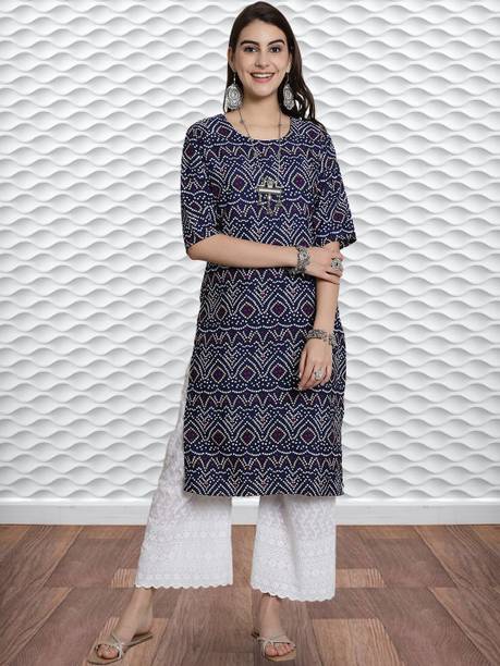Printed Crepe Straight Kurta for Women