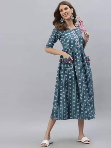 Women Printed Viscose Rayon Anarkali Kurta