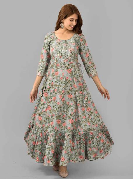 Women Embroidered Cotton Blend Anarkali Kurta