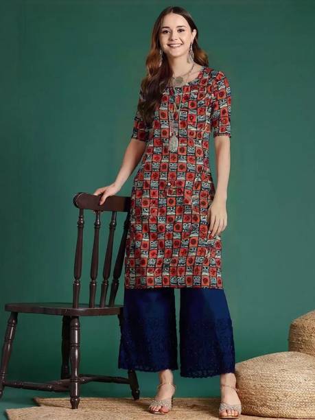 Anouk Rustic Printed Crepe Straight Kurta for Women