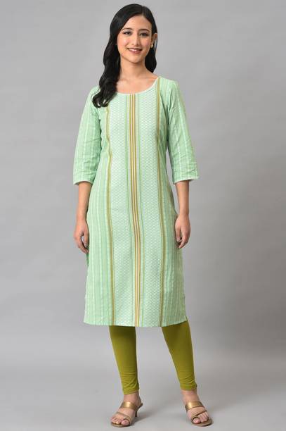 Self Design Pure Cotton Straight Kurta for Women