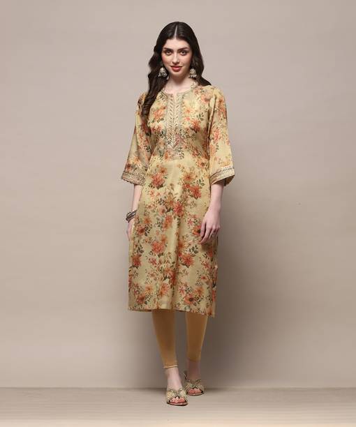 Printed Polyester Straight Kurta for Women