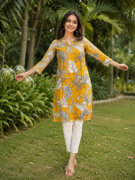Anmi Printed Crepe Straight Kurta for Women