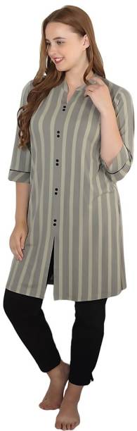 Pack of 2 Women Striped Cotton Blend A-line Kurta Price in India