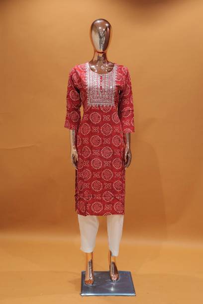 niesh Women Embroidered Cotton Rayon Ethnic Dress