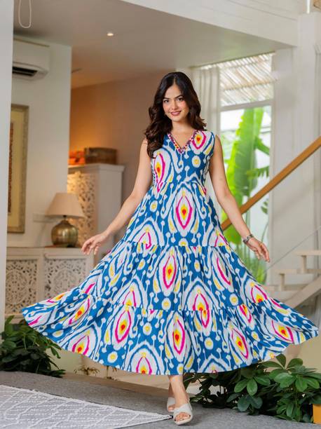 Embroidered, Floral Print Viscose Rayon Anarkali Kurta for Women