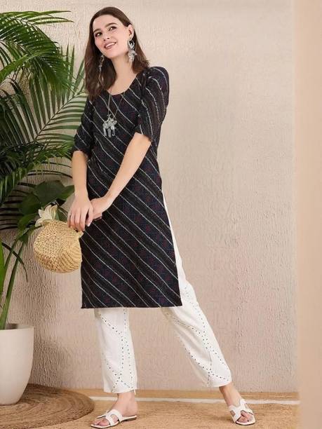 Anouk Rustic Printed Crepe Straight Kurta for Women
