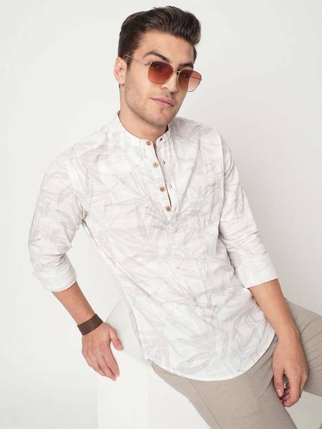 Printed Pure Cotton Flared Kurta for Men