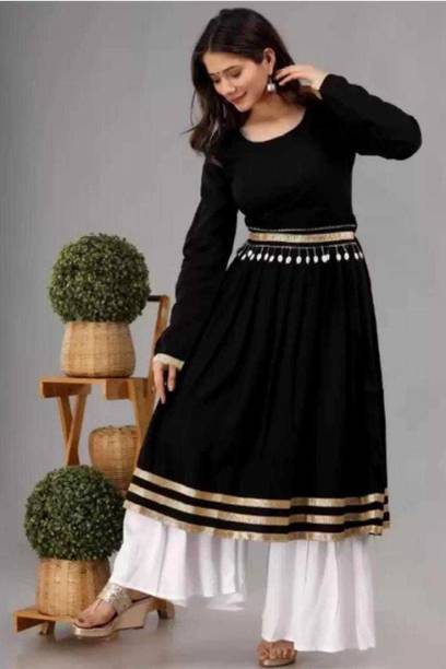 Women Self Design Viscose Rayon Anarkali Kurta