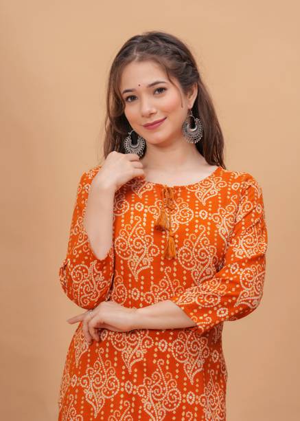 PHYSIL Women Printed Cotton Blend Straight Kurta