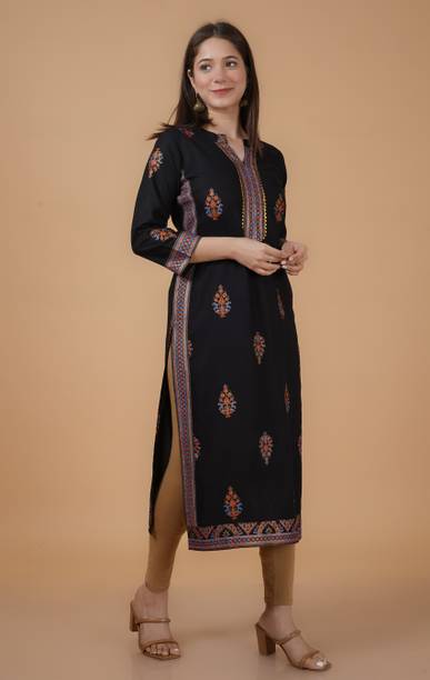 Women Printed Viscose Rayon Straight Kurta