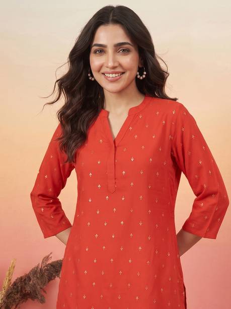 Self Design Viscose Rayon Straight Kurta for Women