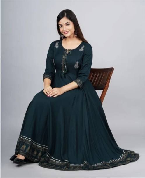 Shambhavi Creations Women Printed Viscose Rayon Anarkali Kurta (G