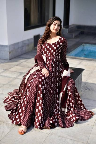 BRAVAL TEXTILE Women Floral Print, Printed Anarkali Kurta - Image 3