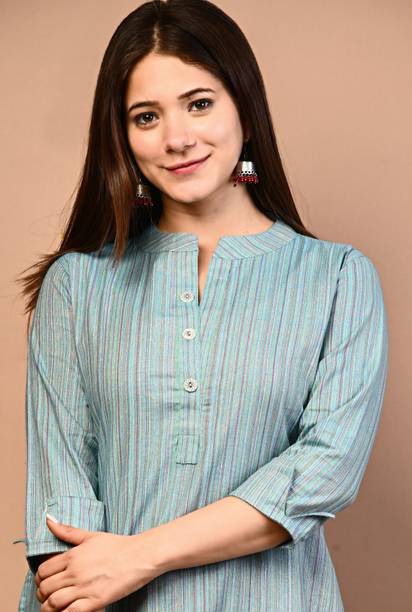Rimeline Fashion Women Striped Pure Cotton A-line Kurta