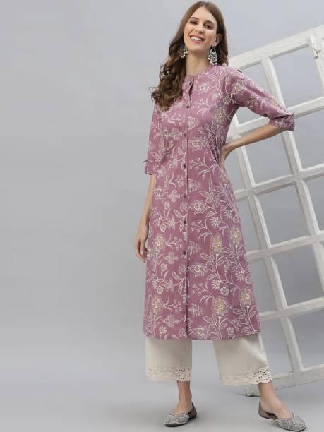 Women Floral Print Viscose Rayon A-line Kurta Price in India