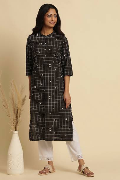 Geometric Print Pure Cotton Straight Kurta for Women