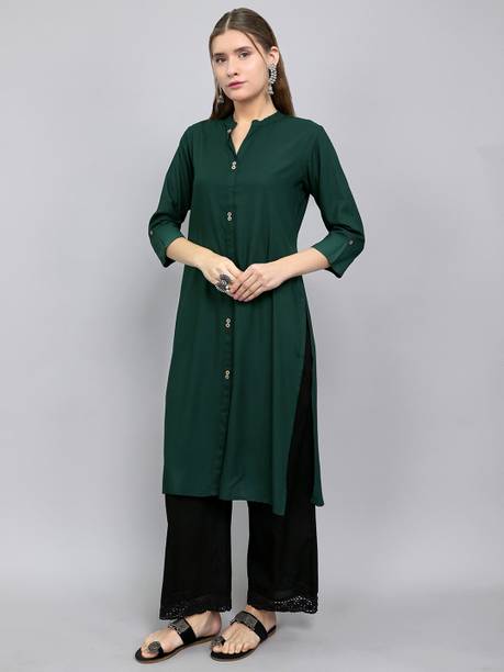 Women Solid Viscose Rayon A-line Kurta