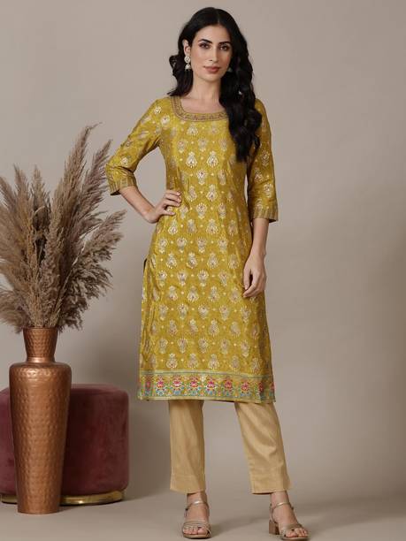 Abstract Viscose Rayon Straight Kurta for Women