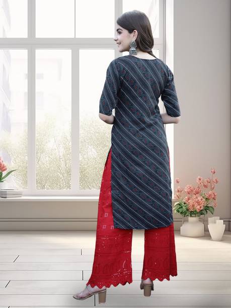Printed Crepe Straight Kurta for Women