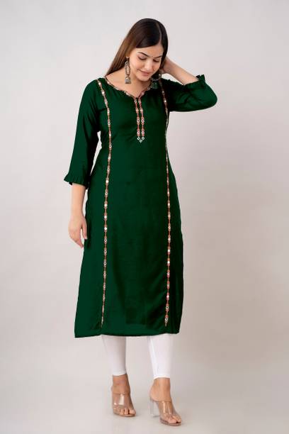 Zeenat Libaas Women Geometric Print Cotton Rayon Straight Kurta