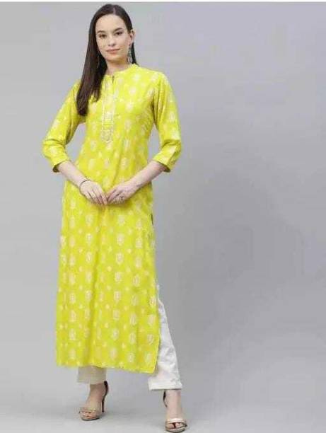Women Solid Viscose Rayon A-line Kurta Price in India