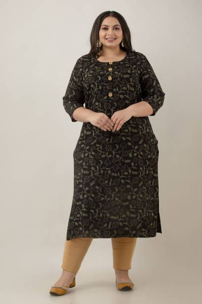 F P Collection Women Floral Print Viscose Rayon Straight Kurta (B