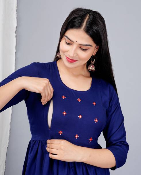 Women Self Design Cotton Rayon Anarkali Kurta