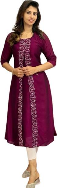 Madhav Creation Women Embellished Art Silk Gown Kurta