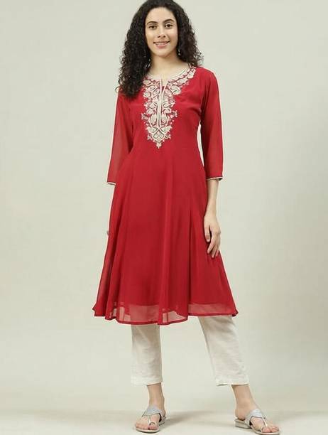 Printed Polyester Flared Kurta for Women