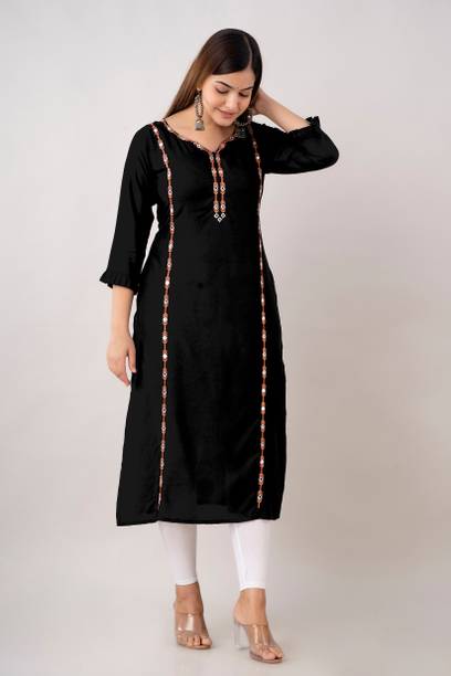 Zeenat Libaas Women Geometric Print Cotton Rayon Straight Kurta