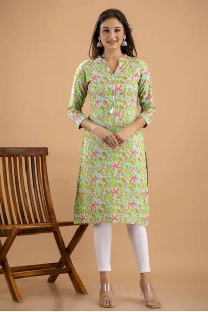 SKRB Women Printed Viscose Rayon A-line Kurta (Multicolor)