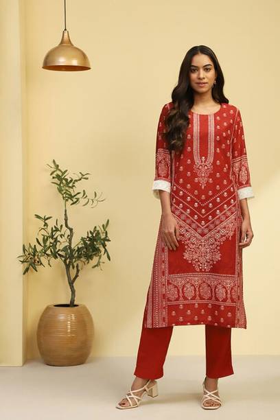 Printed Crepe Straight Kurta for Women