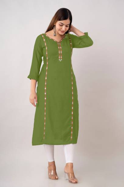 Zeenat Libaas Women Geometric Print Cotton Rayon Straight Kurta