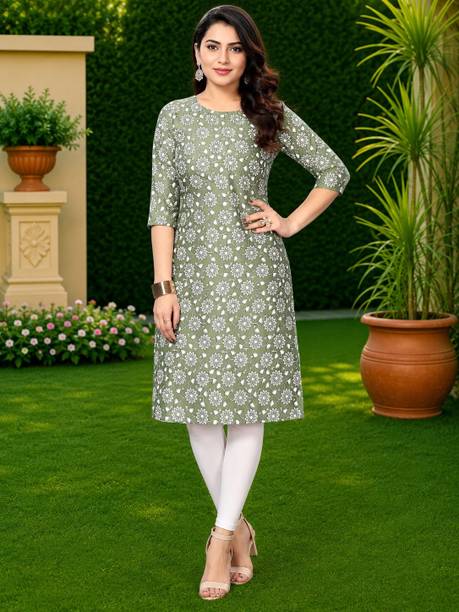 Anmi Printed Crepe Straight Kurta for Women