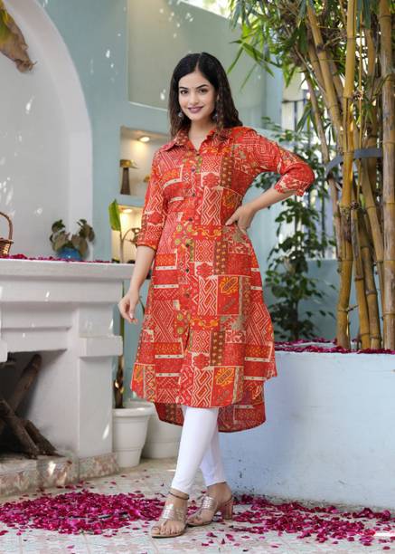 AASHLEY Women Printed Cotton Rayon A-line Kurta