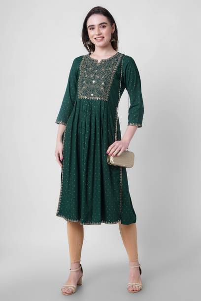 Embroidered Viscose Rayon Anarkali Kurta for Women