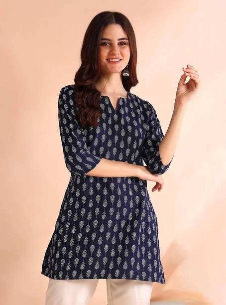 Printed Cotton Blend Tunic Kurta for Women