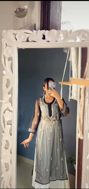 Chikankari by fs fashion Women Chikan Embroidery Straight Kurta