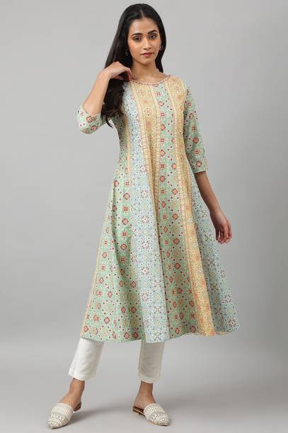 Printed Pure Cotton Flared Kurta for Women